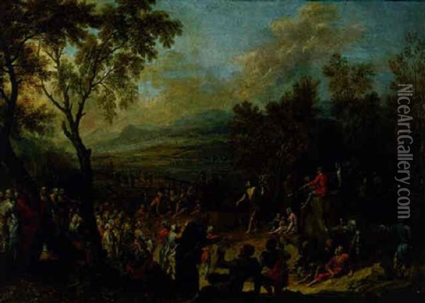 Christ Preaching To The Multitude Oil Painting - Joachim Franz Beich