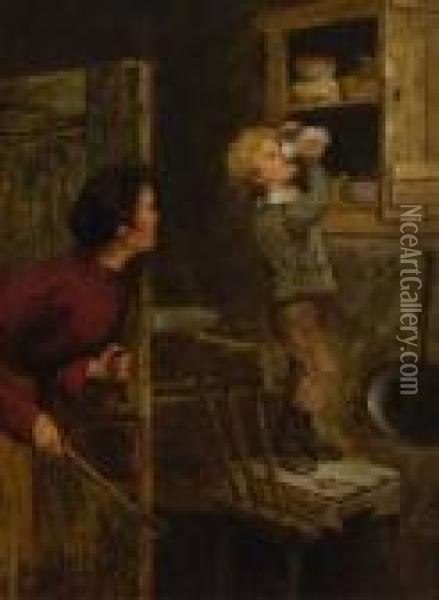 Der Kleine Milchdieb. Oil Painting - Sir Hubert von Herkomer