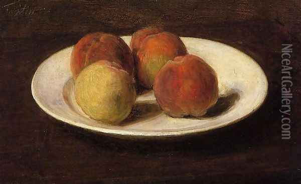 Still Life of Four Peaches Oil Painting - Ignace Henri Jean Fantin-Latour