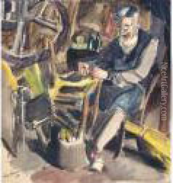 Esquisse Pour Le Rempailleur Oil Painting - Charles Georges Dufresne