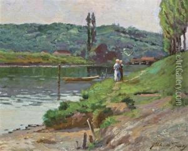 On The Canal Oil Painting - Abbott Fuller Graves