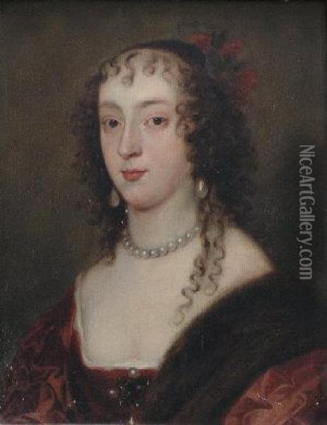 Portrait Of A Lady With Pearl Necklace Oil Painting - Sir Anthony Van Dyck