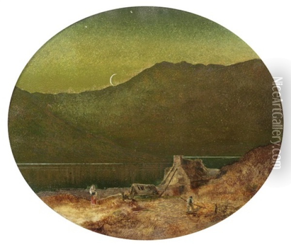 The Crescent In An Oval Slip Oil Painting - John Atkinson Grimshaw
