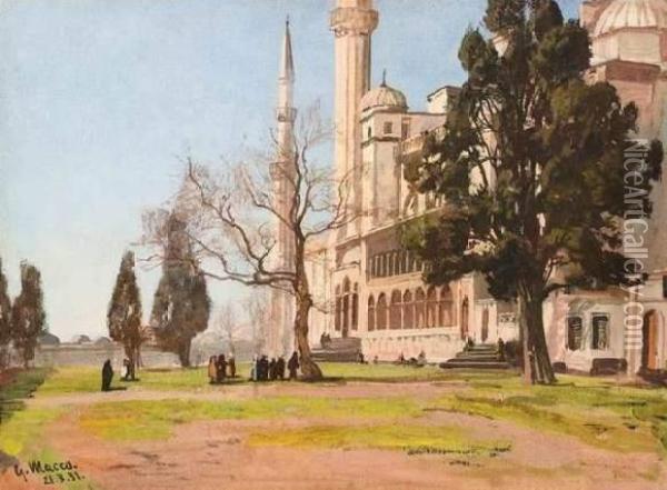 Paysage Anime A Istambul. Oil Painting - Georg Macco