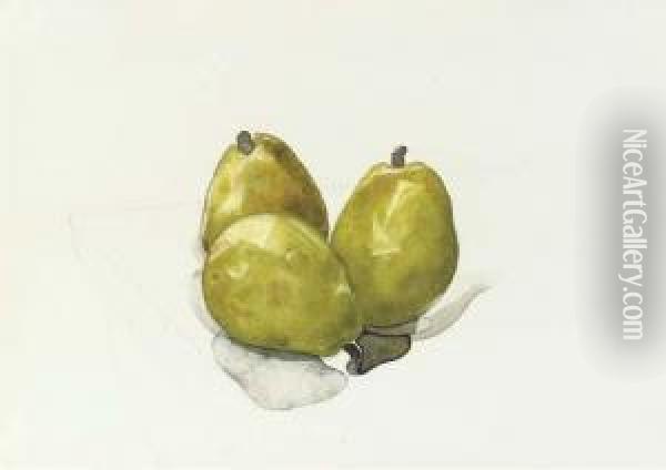 Three Pears Oil Painting - Charles Demuth