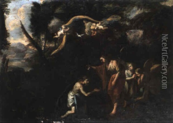 Il Battesimo Di Christo Oil Painting - Domenico Piola