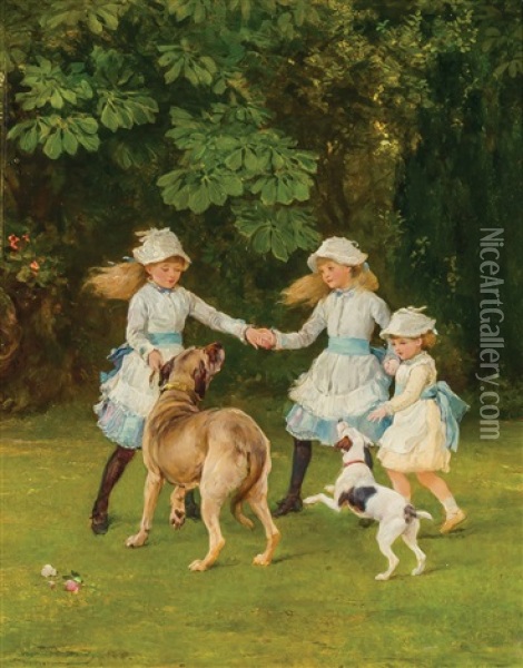 Playtime Oil Painting - Heywood Hardy