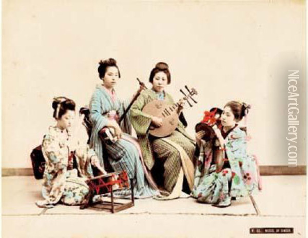 Japon, Vers 1895 Oil Painting - Adolfo Farsari