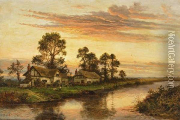 Sunset In Surrey Oil Painting - Daniel Sherrin