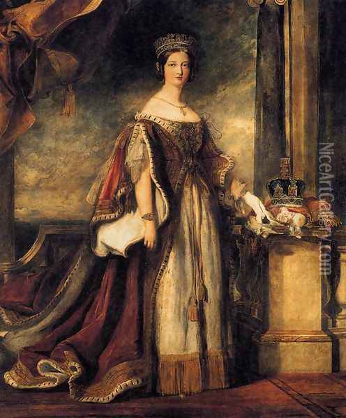 Queen Victoria (detail) 1840 Oil Painting - Sir David Wilkie