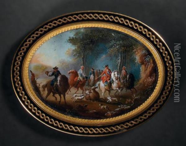 Le Roi Louis Xv A La Chasse Oil Painting - Louis Nicolael van Blarenberghe