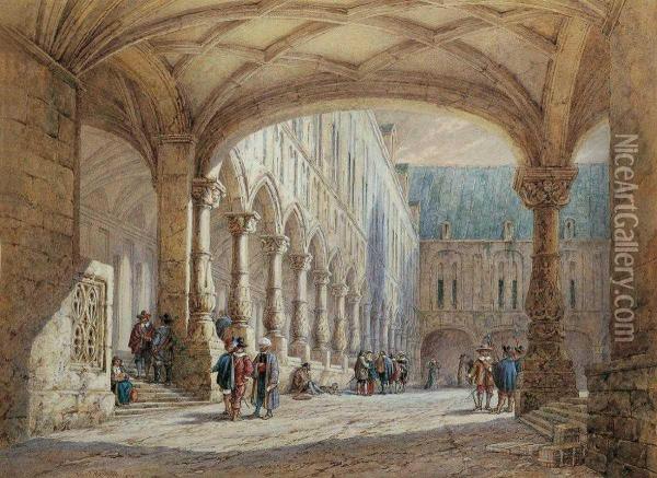 Innenhof Des Palais Episcopal In Luttich Oil Painting - Percy Thomas Macquoid