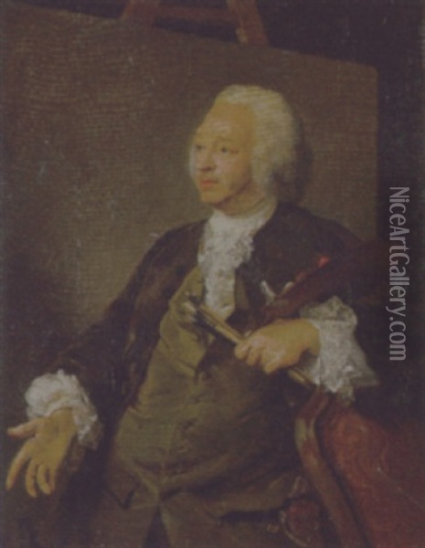 Ritratto Di Jean Baptiste Oudry Oil Painting - Jean-Baptiste Perronneau