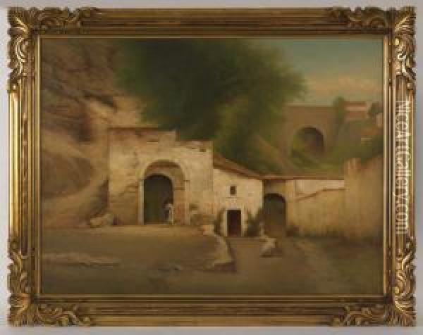 Village Scene Oil Painting - William Sartain