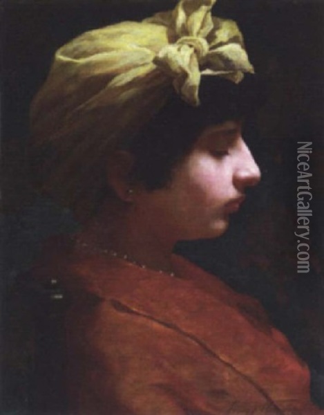 Portrait Of A Lady (henrietta Rae?) Oil Painting - Ernest Normand
