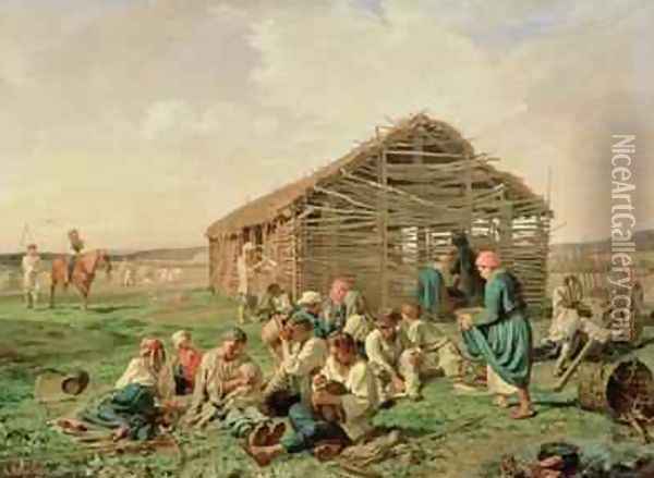 Rest during Haying 1861 Oil Painting - Aleksandr Ivanovich Morozov