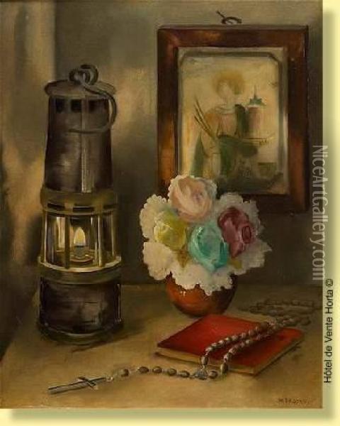 La Lampe De Mineur Oil Painting - Maurice Brocas