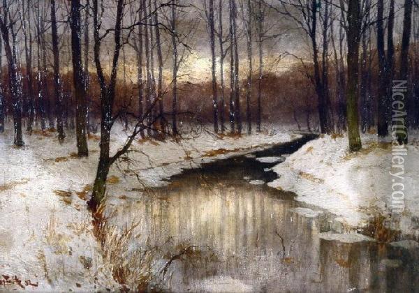 Streamin Winter Oil Painting - Max Fritz