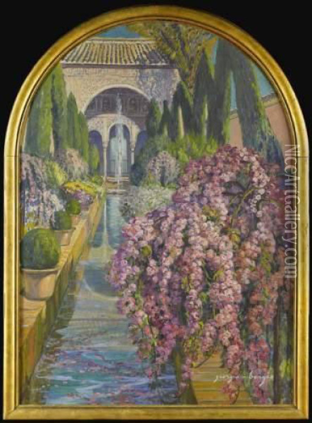 Jardin De L'alhambra Oil Painting - Ernest Georges Berges