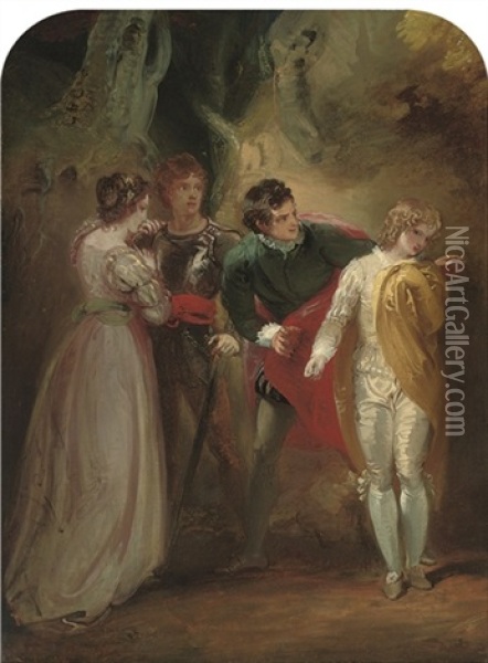Sylvia And The Outlaws Oil Painting - Thomas Stothard