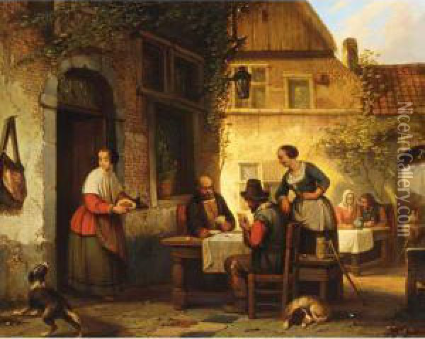 The Card Game Oil Painting - Ferdinand de Braekeleer