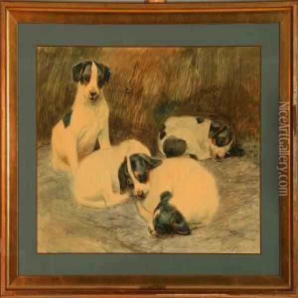 Four Puppies Oil Painting - Vilhelm Theodor Fischer