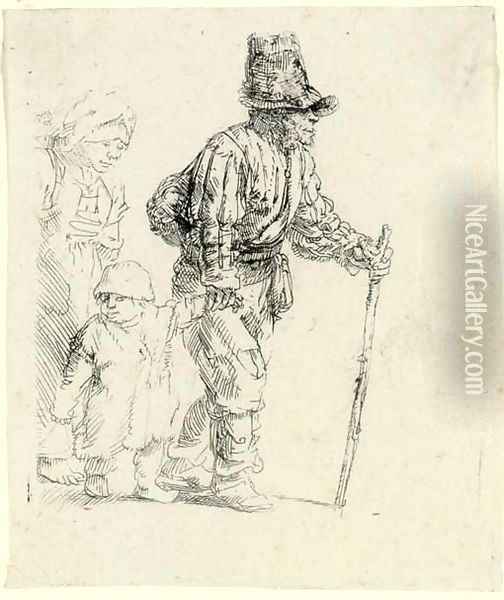 Peasant Family on the Tramp Oil Painting - Rembrandt Van Rijn
