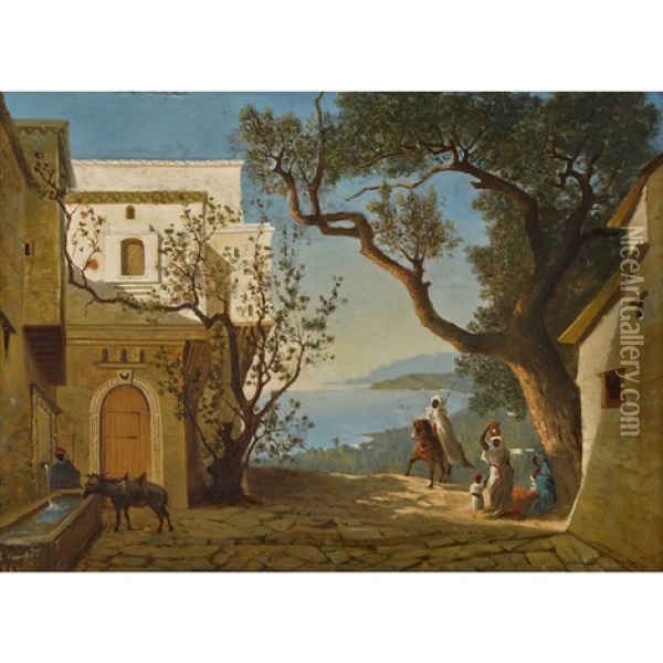 Orientalische Szene Am Mittelmeer Oil Painting - Paul Vaucher