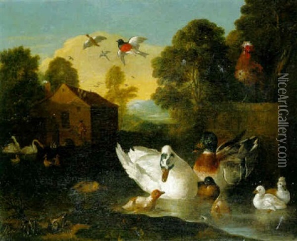 Ducks On A Pond Oil Painting - Pieter Casteels III