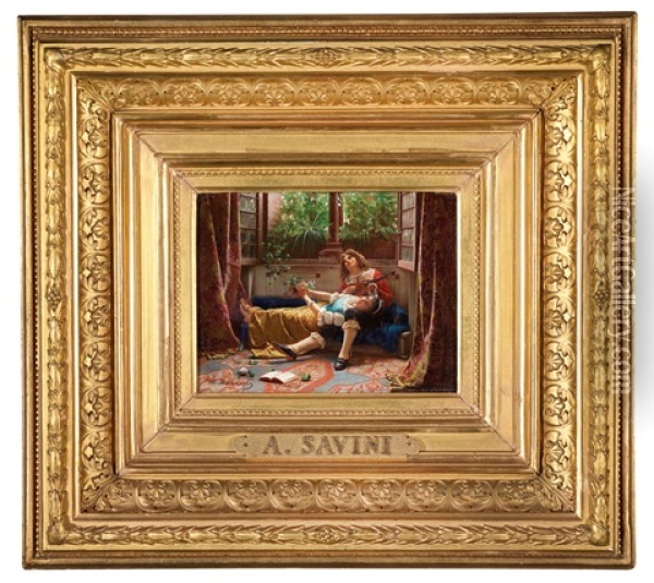 Ein Standchen Oil Painting - Alfonso Savini
