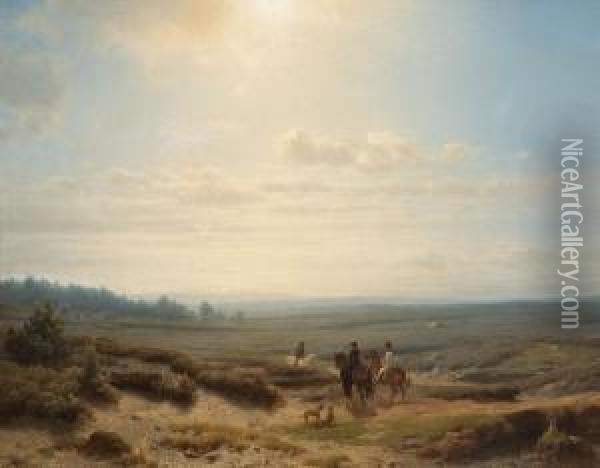 Reiter In Weiter Landschaft Oil Painting - Cornelis Lieste