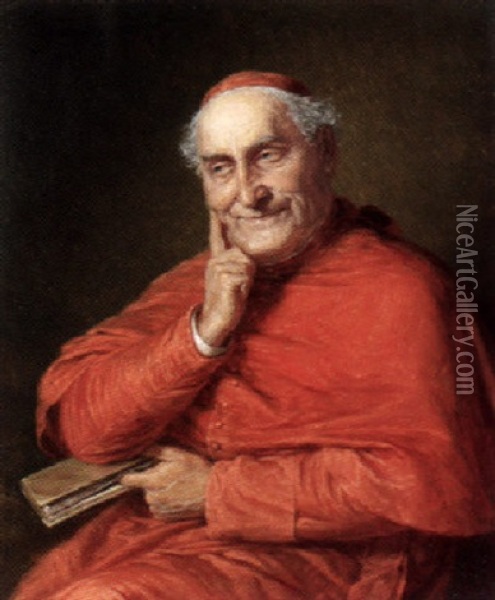 Sinnender Kardinal Oil Painting - Eduard von Gruetzner