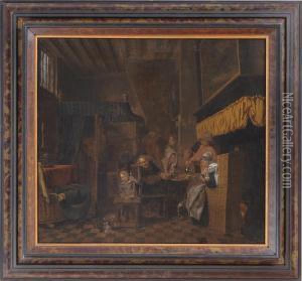 Two Interior Scenes Oil Painting - Jan Jozef, the Younger Horemans