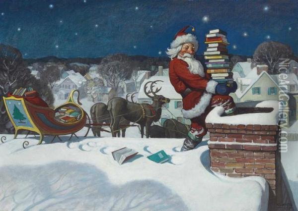 Santa Oil Painting - Newell Convers Wyeth