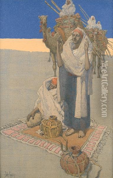 Prayer In The Desert Oil Painting - Jules Guerin