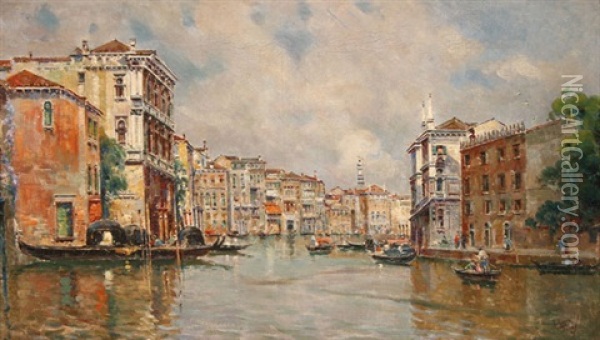Grand Canal, Venice Oil Painting - Antonio Maria de Reyna Manescau