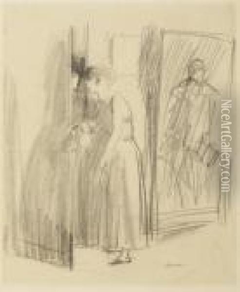 A Woman Opening A Door Oil Painting - Jean-Louis Forain