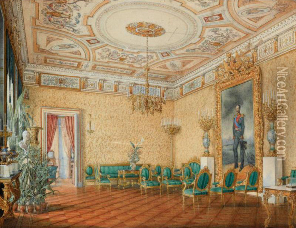 Palace Interior Oil Painting - Eduard Petrovich Hau