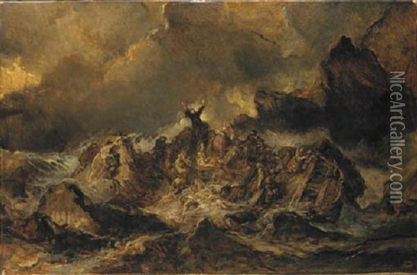 The Shipwreck Oil Painting - Louis-Gabriel-Eugene Isabey