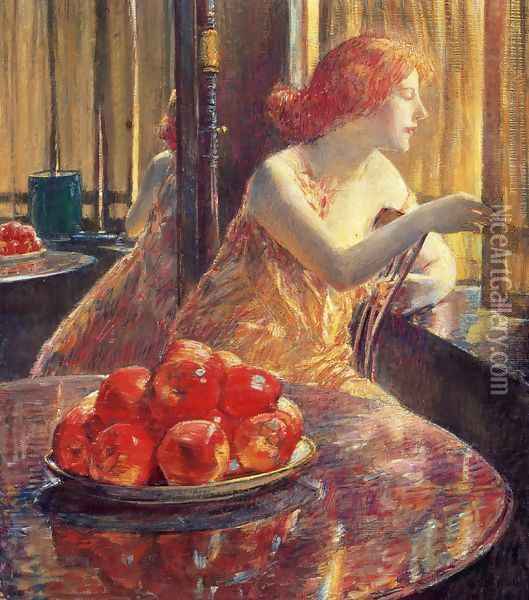 Reflections (Kitty Hughes) Oil Painting - Frederick Childe Hassam