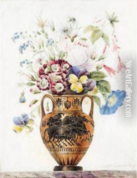 Flowers In A Grecian Urn Oil Painting - Anne-Ernestine Panckoucke