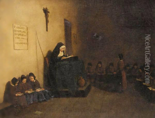 The Convent Schoolroom Oil Painting - Francois Bonvin