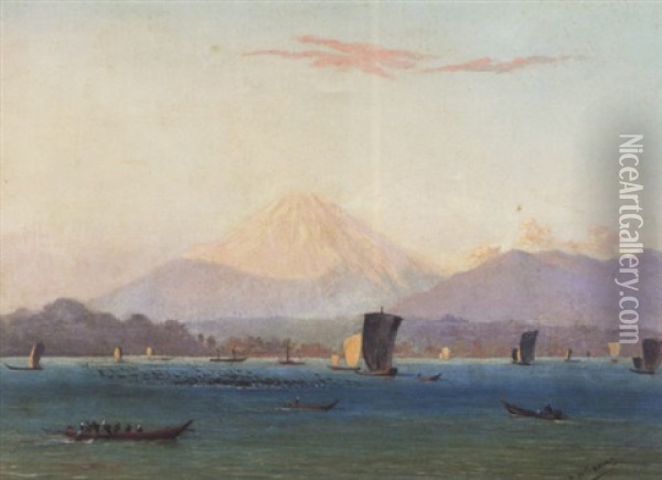 Mount Fuji, Japan Oil Painting - Charles Wirgman Jr.