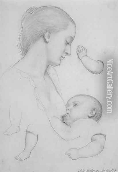The Young Mother: sheet of studies Oil Painting - Ford Madox Brown