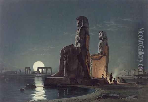 The Colossi of Memnon, Thebes, one of 24 illustrations produced by G.W. Seitz, printed c.1872 Oil Painting - Carl Friedrich H. Werner