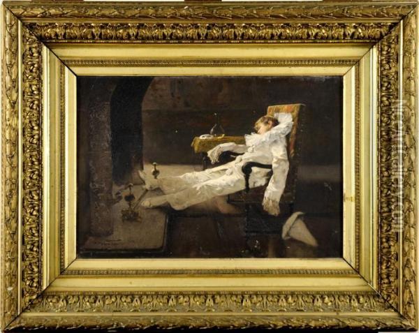 Pierrot Endormi Oil Painting - Edouard Menta