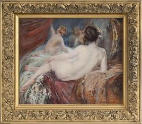 Venus Before The Mirror Oil Painting - Vitali Gavrilovitch Tikhov