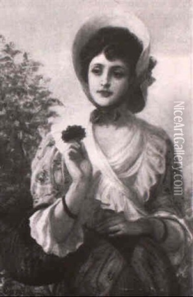 Portrait De Jeune Femme Au Panier Oil Painting - Philip Richard Morris