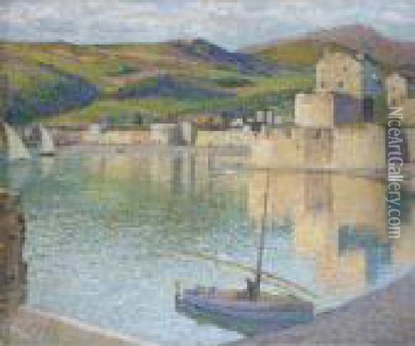 Barque Bleue Dans Le Port De Collioure Oil Painting - Henri Martin