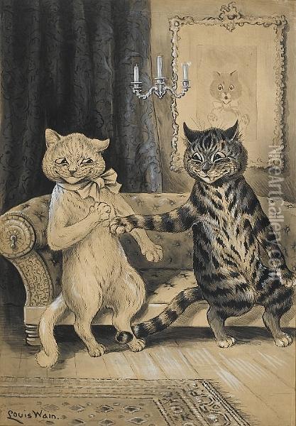 The Advance Oil Painting - Louis William Wain